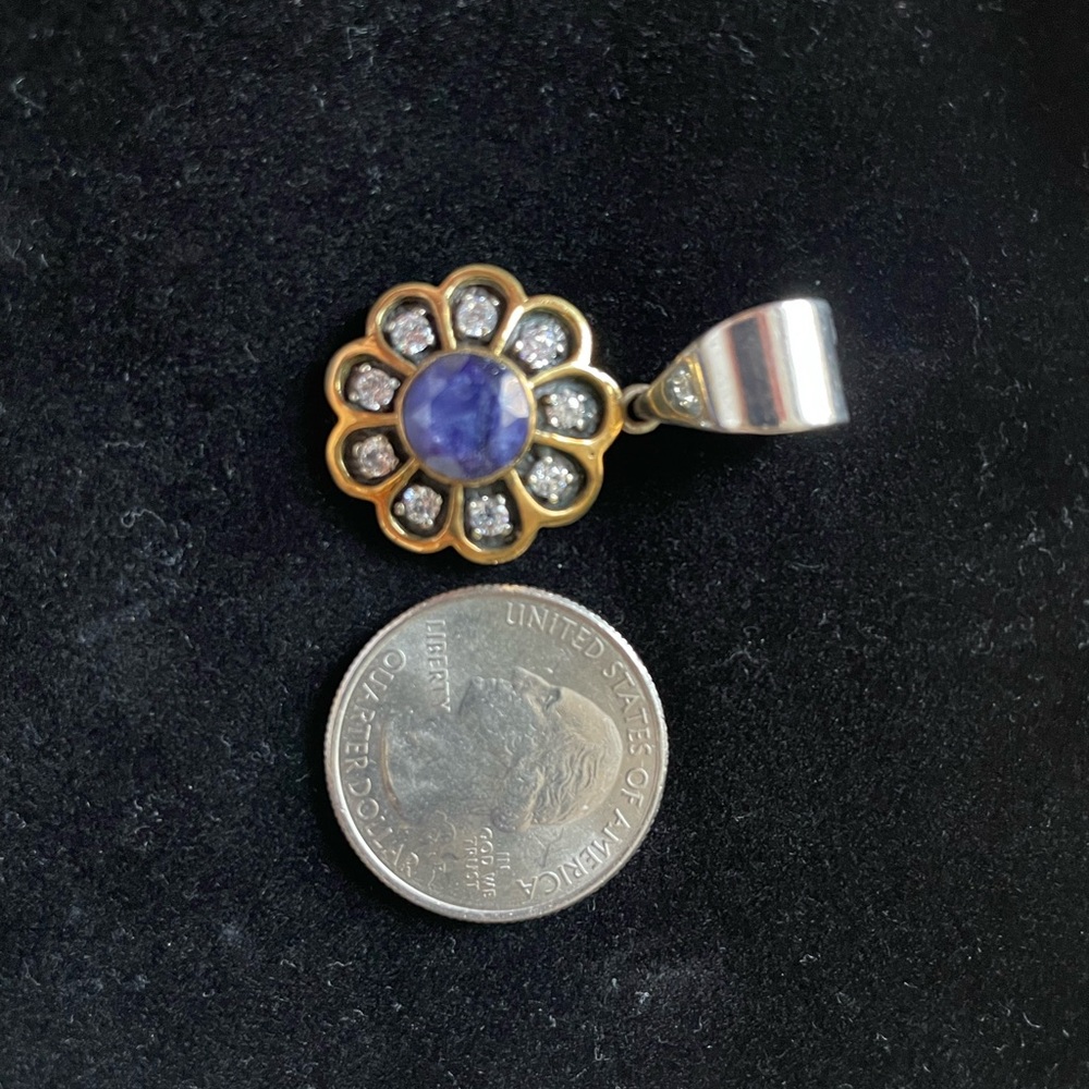 Elegant Gold and Silver Flower Pendant. 925sterling silver